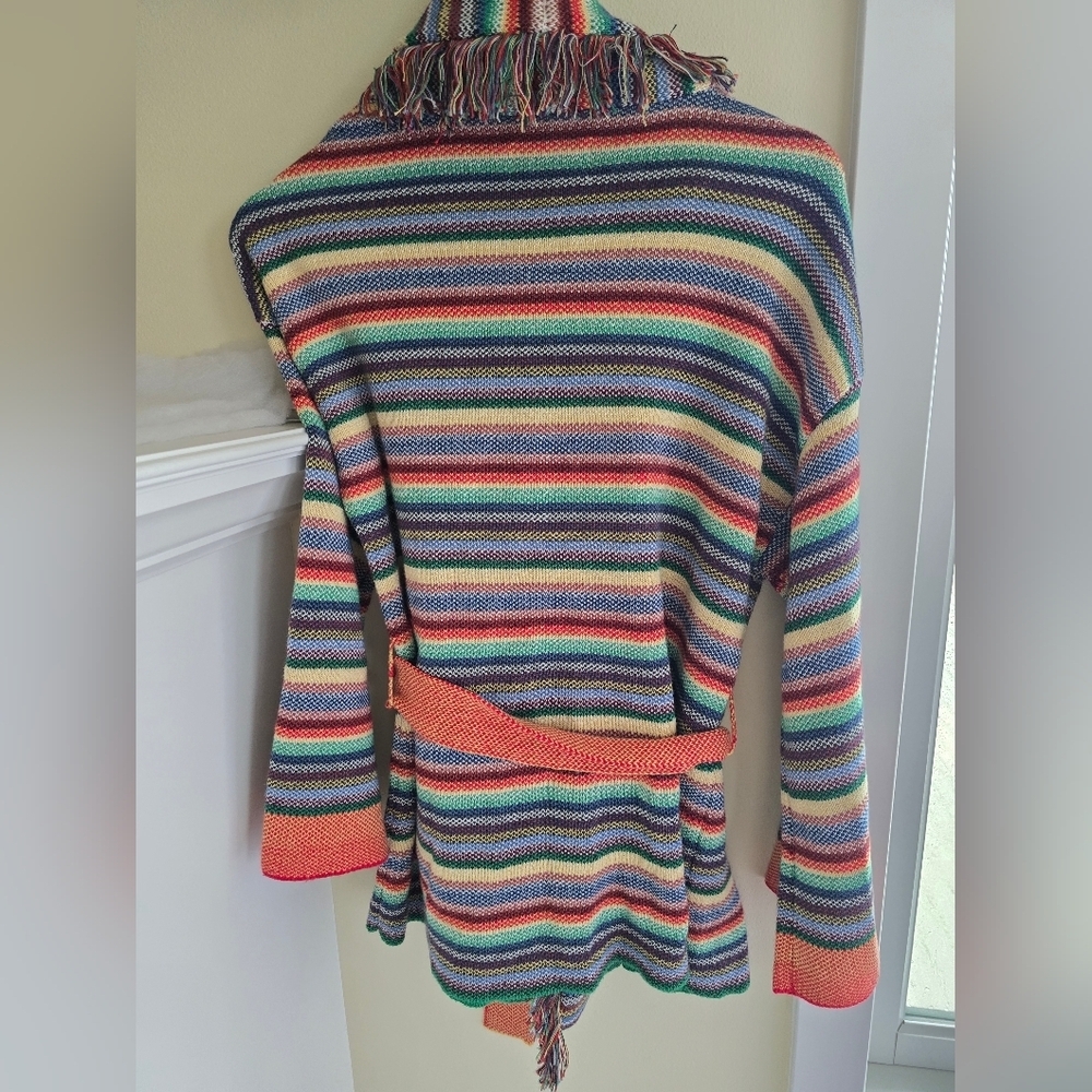 Marine Layer, Alamere, Long Fringe Cardigan, Multi Stripe, Size Medium - Picture 7 of 7